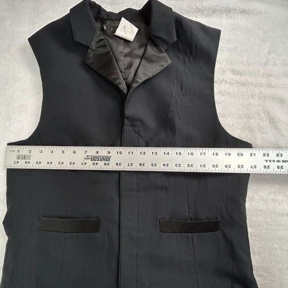 Fourmy Mens Black Notch Collar Formal Vest Size 42 Wool Blend Pocket Lightweight - Picture 7 of 8